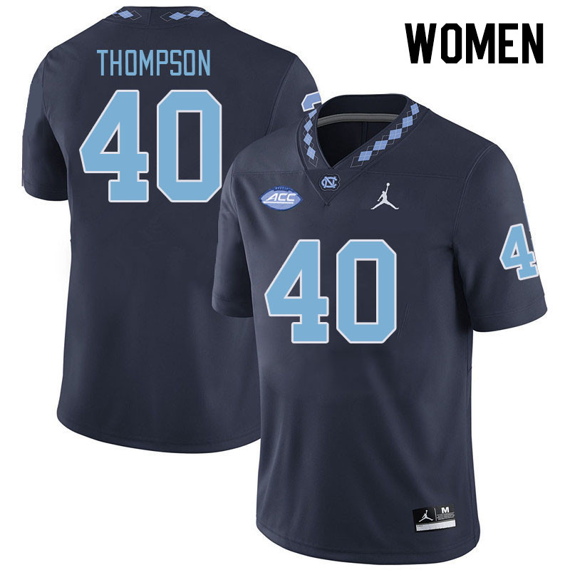 Women #40 Tyler Thompson North Carolina Tar Heels College Football Jerseys Stitched-Navy